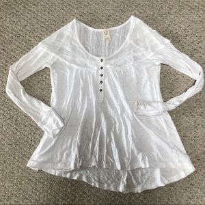 Free People High Low Henley Long Sleeve White Sz S